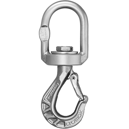 Stainless steel swivel load hook with bracket made of from cromox®