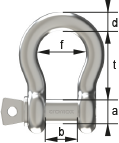 Bow-Shackle, Grade 60, AISI 316L, tested, bright polished, by cromox®